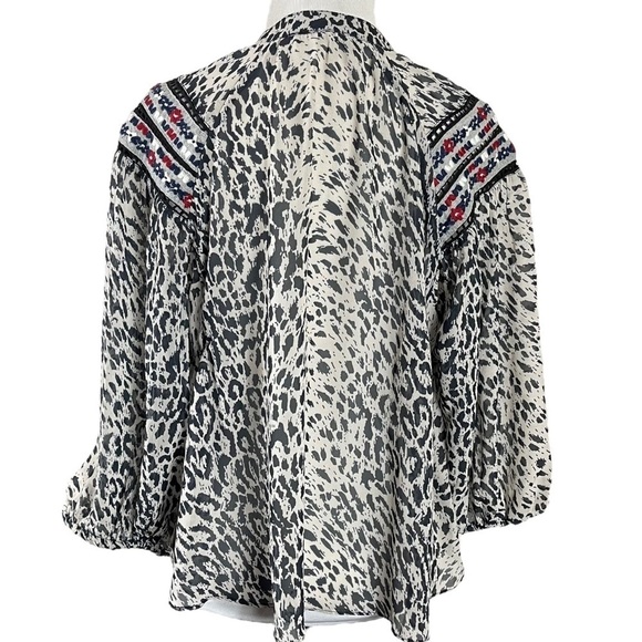 Anthropologie Bohemian Indian Rina Dhaka Peasant Blouse Leopard Embroidered XS - Picture 8 of 17